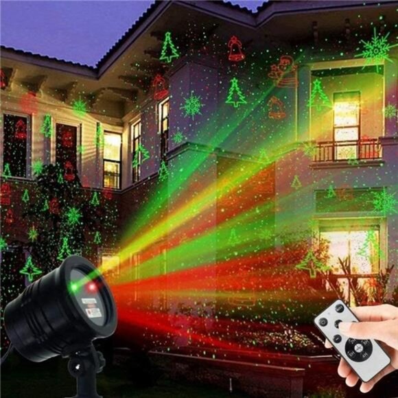 Christmas Laser Lights, Projector Lights Landscape Spotlight Red and Green Star - Picture 1 of 6
